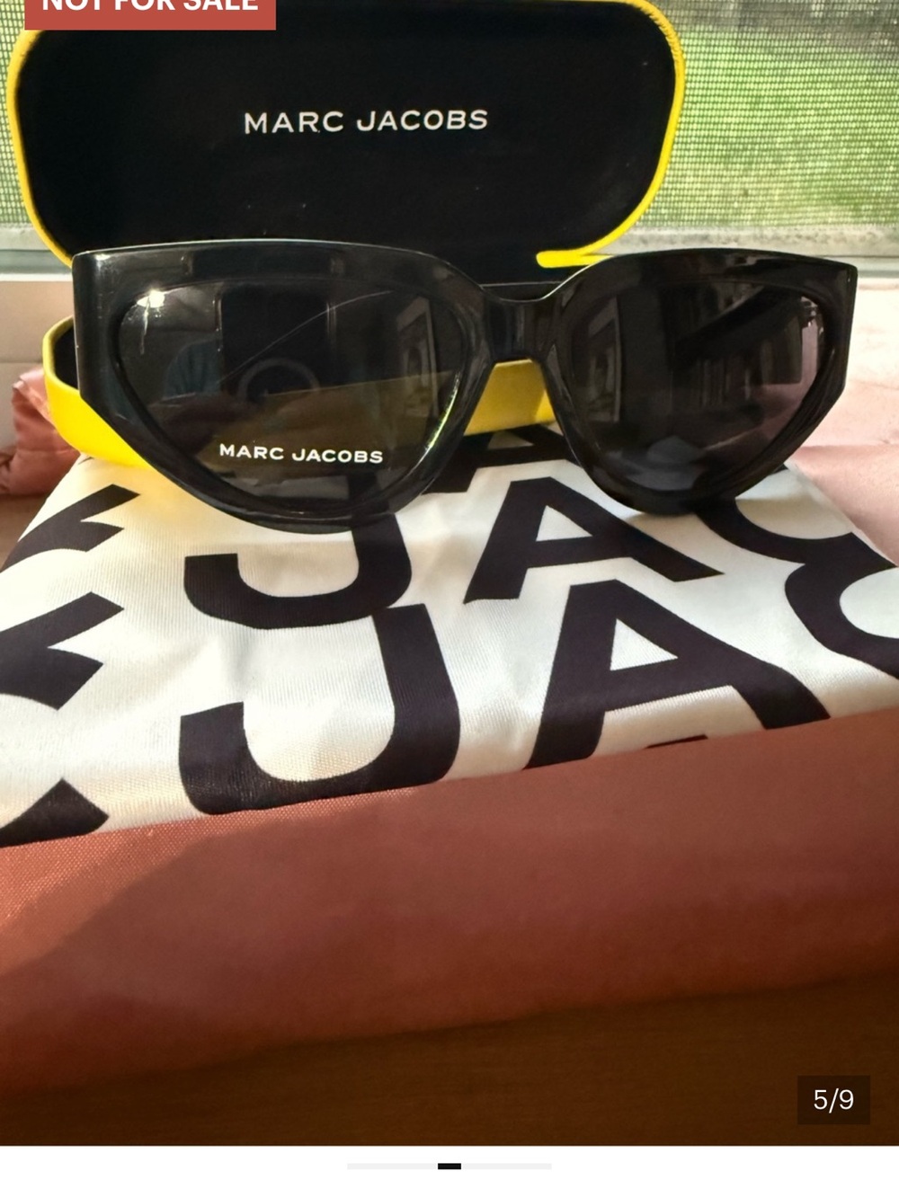 Marc Jacobs Black Frame Sunglasses with Yellow Temples